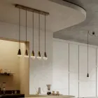 Lustre à 5 lumières en fer et verre fabriqué en Italie - Nuageux Viadurini