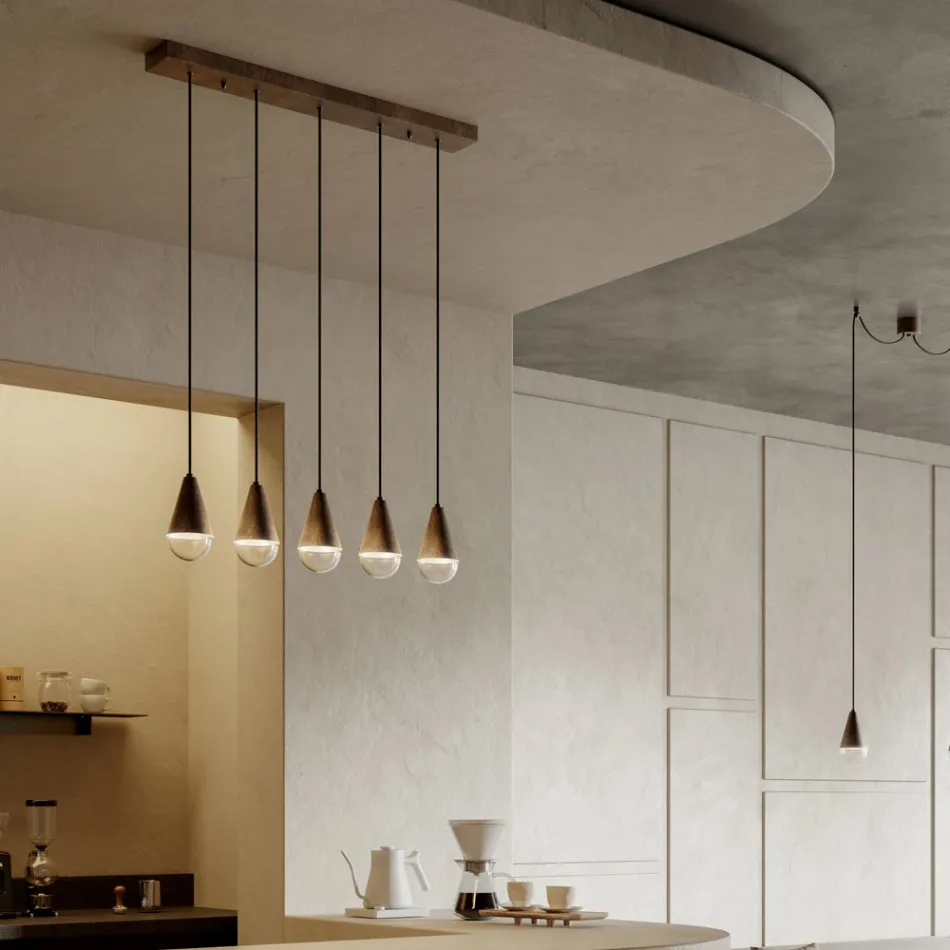 Lustre à 5 lumières en fer et verre fabriqué en Italie - Nuageux Viadurini