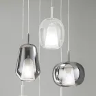 Lustre avec 6 diffuseurs en verre fumé et transparent Fabriqué en Italie - Trilly Viadurini