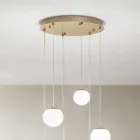 Lustre à 6 LED recouvert de verre optionnel et base en métal - Hêtre Viadurini