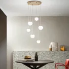 Lustre à 6 LED recouvert de verre optionnel et base en métal - Hêtre Viadurini