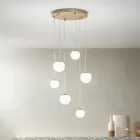 Lustre à 6 LED recouvert de verre optionnel et base en métal - Hêtre Viadurini