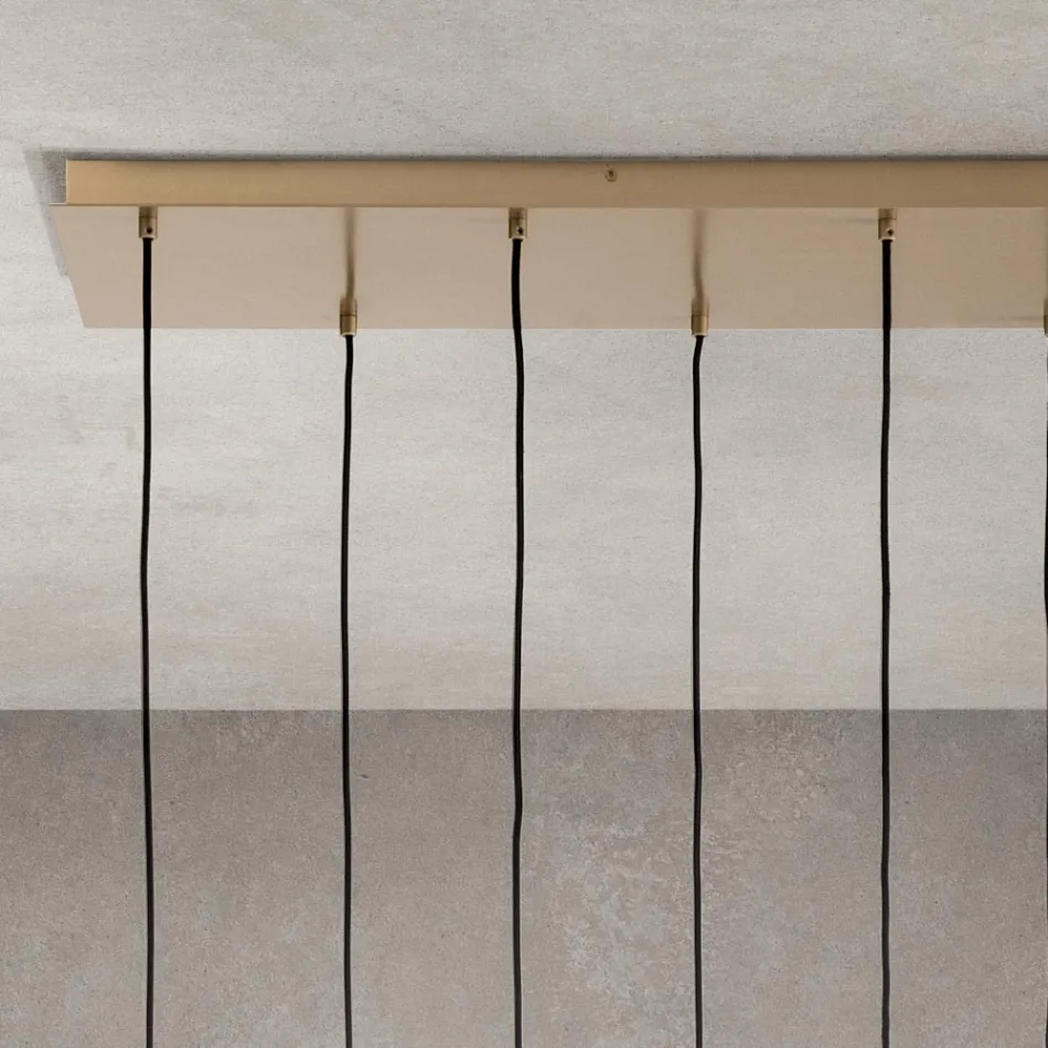 Lustre à 6 lumières en verre soufflé en forme de sphère fabriqué en Italie - Prilla Viadurini