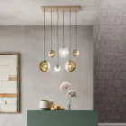 Lustre à 6 lumières en verre soufflé en forme de sphère fabriqué en Italie - Prilla Viadurini