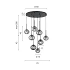 Lustre à 8 LEDs en Métal Peint Doré et Verre Soufflé - Ailanto Viadurini
