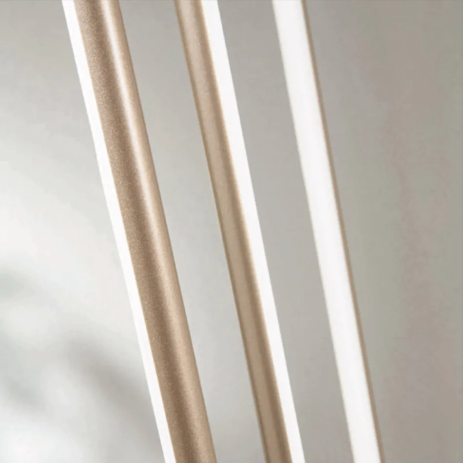 Lustre à 8 lumières LED en métal peint doré et câbles réglables - Orange Viadurini