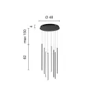 Lustre à 8 lumières LED en métal peint doré et câbles réglables - Orange Viadurini