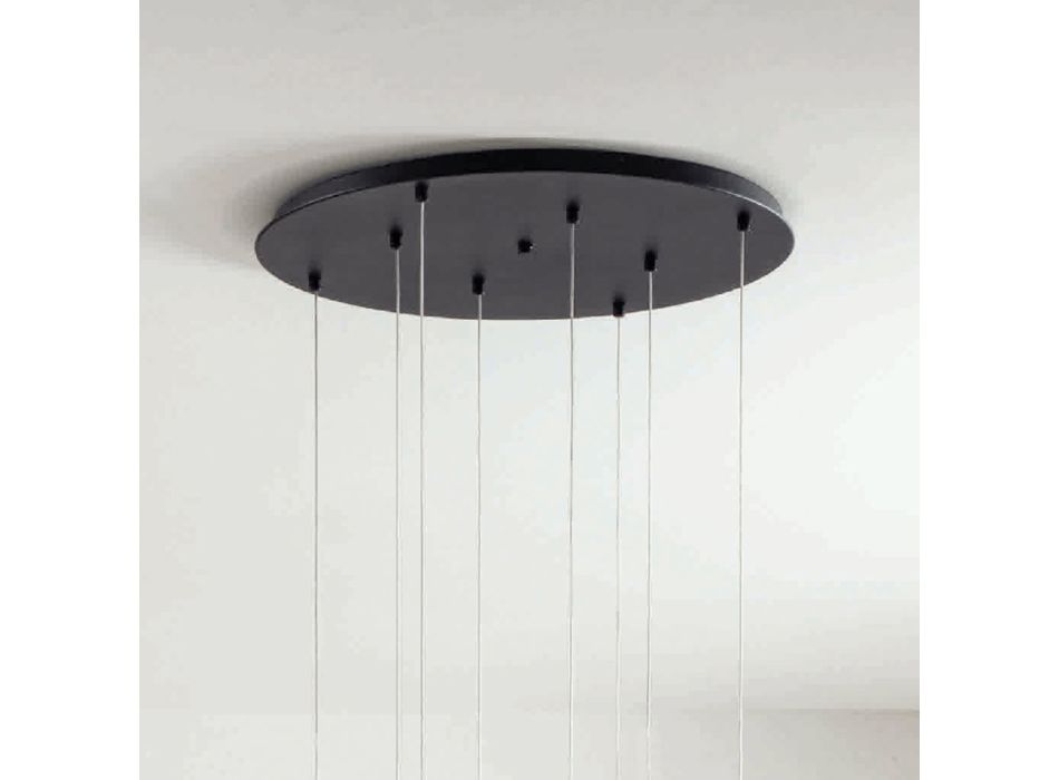 Lustre à base ronde en métal peint noir et lumière LED - Charme Viadurini