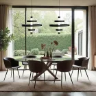 Lustre avec corps en verre et 3 cercles en aluminium - Clara Viadurini