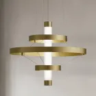 Lustre avec corps en verre et 3 cercles en aluminium - Clara Viadurini