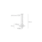 Lustre avec corps en verre et 3 cercles en aluminium - Clara Viadurini