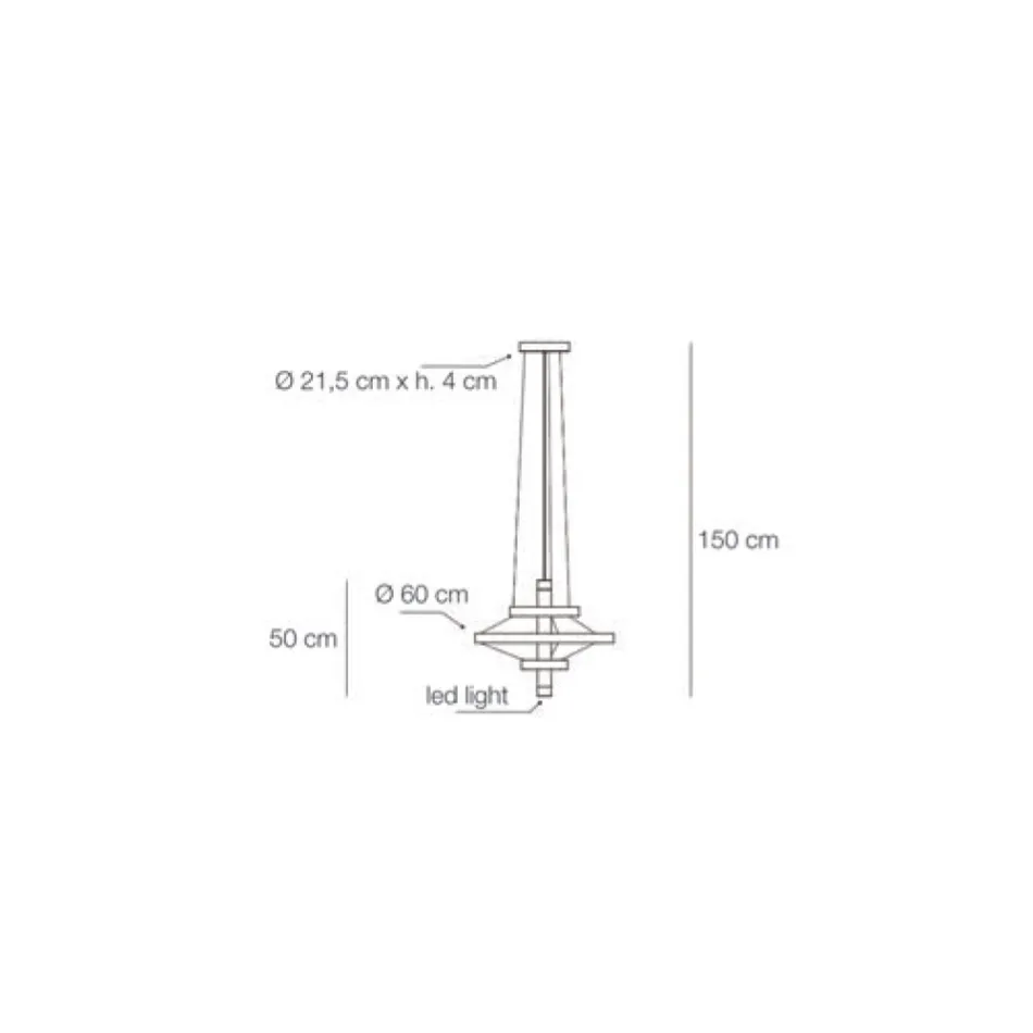 Lustre avec corps en verre et 3 cercles en aluminium - Clara Viadurini