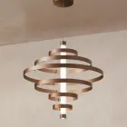 Lustre avec corps en verre et 6 cercles en aluminium - Clara Viadurini