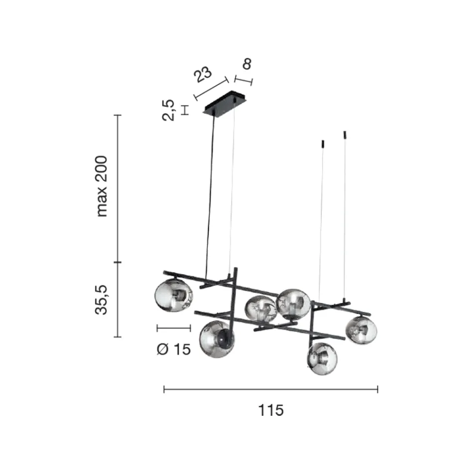 Lustre à LED en métal peint doré et verre soufflé - Ailanto Viadurini