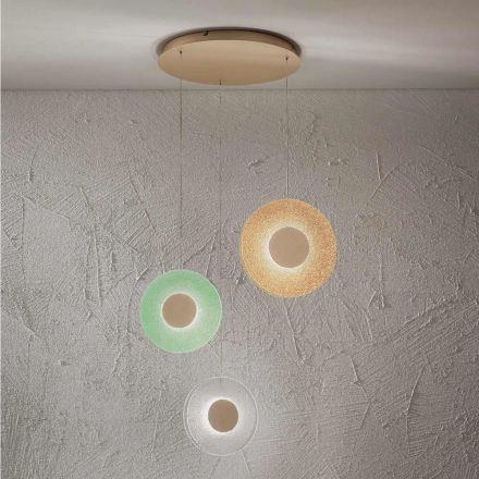 Lustre à lumière LED en métal peint et verre grain coloré - Albizia Viadurini