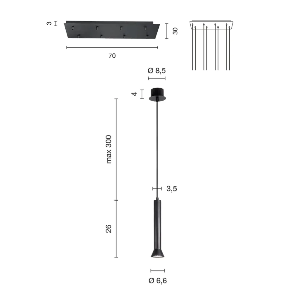 Lustre avec cadre en métal peint en or et câbles ajustables - Bouleau Viadurini