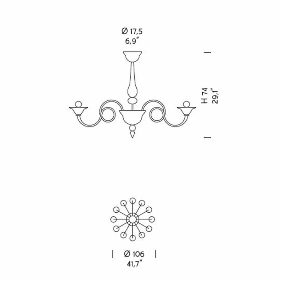 Lustre en verre vénitien fait main à 12 lumières fabriqué en Italie - Margherita Viadurini