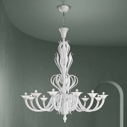 Lustre en verre de Venise à 12 lumières fait à la main en Italie - Agustina Viadurini