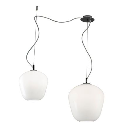 Lustre décentralisé avec petites et grandes lampes en verre, fabriqué en Italie - Elisia Viadurini