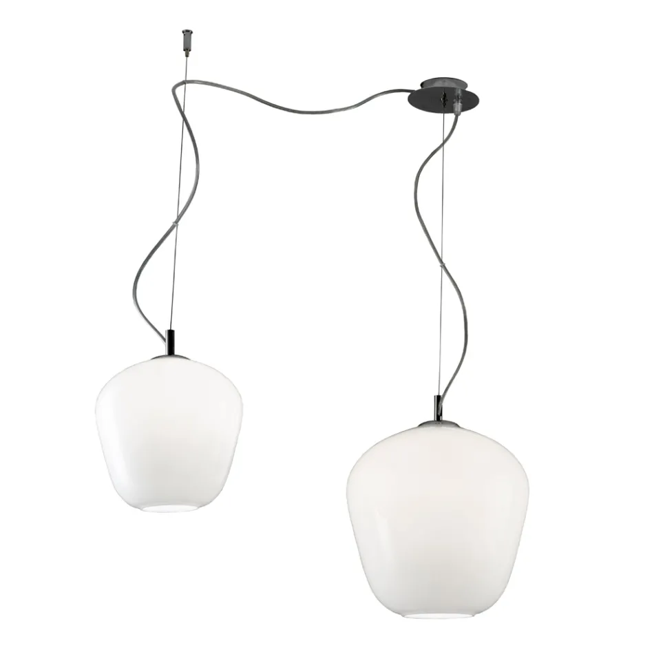 Lustre décentralisé avec petites et grandes lampes en verre, fabriqué en Italie - Elisia Viadurini