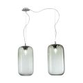 Lustre décentralisé à deux lumières en verre soufflé artisanal fabriqué en Italie - Soffio