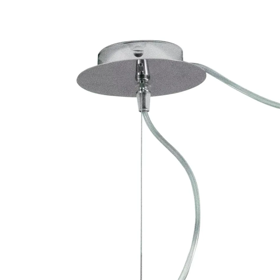 Lustre décentralisé à deux lumières en verre soufflé artisanal fabriqué en Italie - Soffio Viadurini