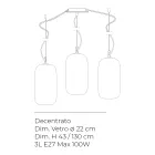 Lustre décentralisé à trois lumières en verre vénitien fabriqué en Italie - Soffio Viadurini