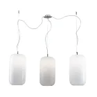 Lustre décentralisé à trois lumières en verre vénitien fabriqué en Italie - Soffio Viadurini