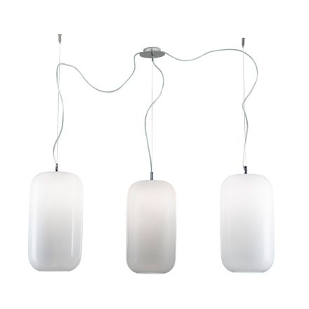 Lustre décentralisé à trois lumières en verre vénitien fabriqué en Italie - Soffio Viadurini