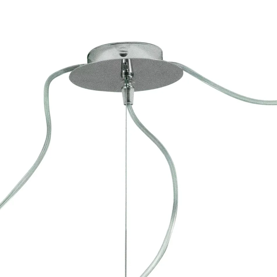 Lustre décentralisé à trois lumières en verre vénitien fabriqué en Italie - Soffio Viadurini