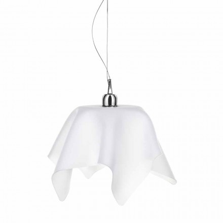 Lustre design blanc drapé de satin avec Daphne fait en Italie Viadurini
