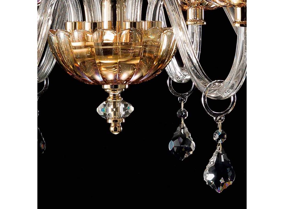 Lustre design classique avec 6 lumières en verre et verre fin Viadurini