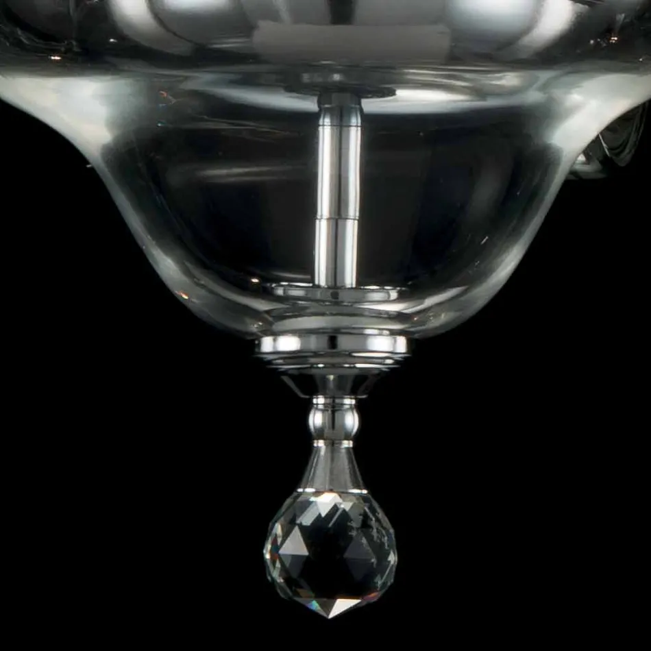 lustre design 6 lumières en verre et cristallo Ivy, fabriqué en Italie Viadurini