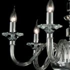 lustre design 6 lumières en verre et cristallo Ivy, fabriqué en Italie Viadurini