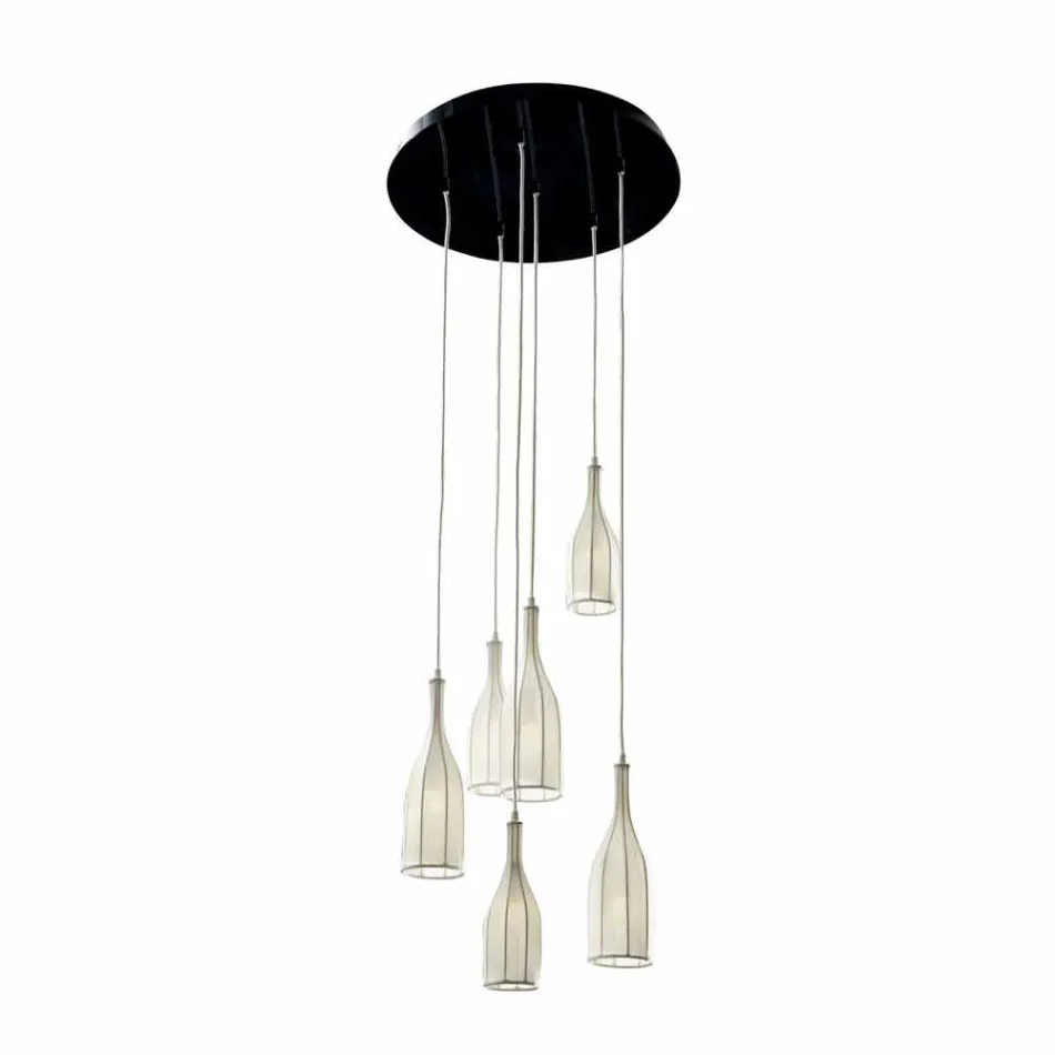 Lustre design avec 6 abat-jour Grilli Mathusalem fabriqué en Italie Viadurini