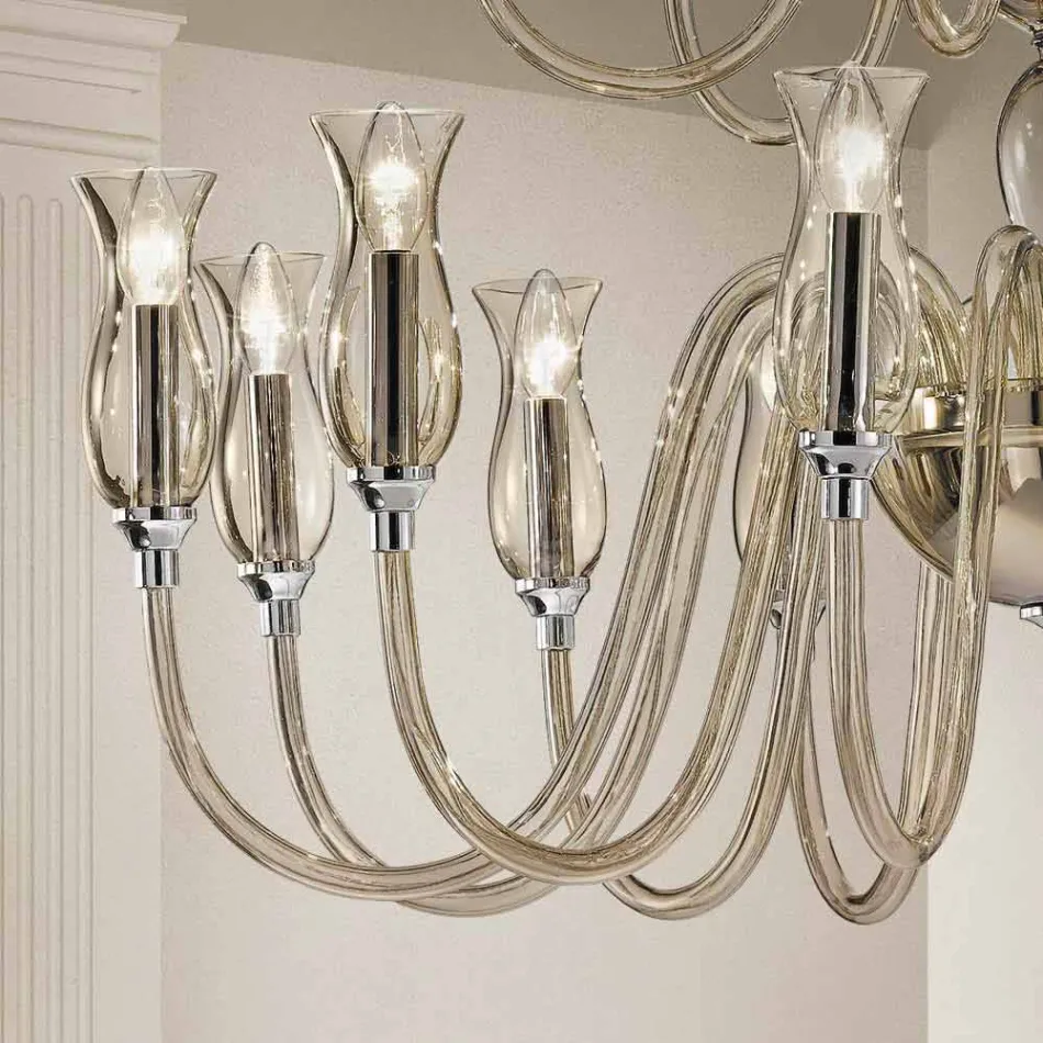 Lustre fait main avec 18 lumières en verre de Venise Made in Italy - Vittoria Viadurini