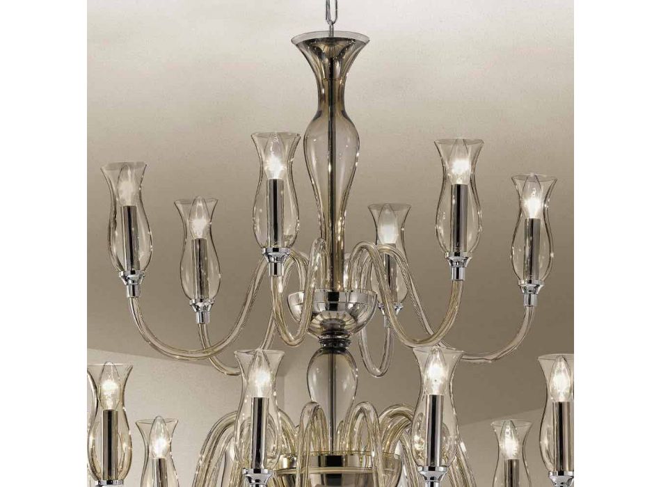 Lustre fait main avec 18 lumières en verre de Venise Made in Italy - Vittoria Viadurini