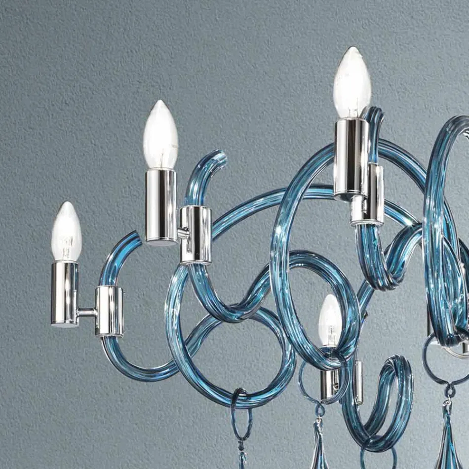 Lustre à 9 lumières fait main en verre vénitien fabriqué en Italie - Bernadette Viadurini