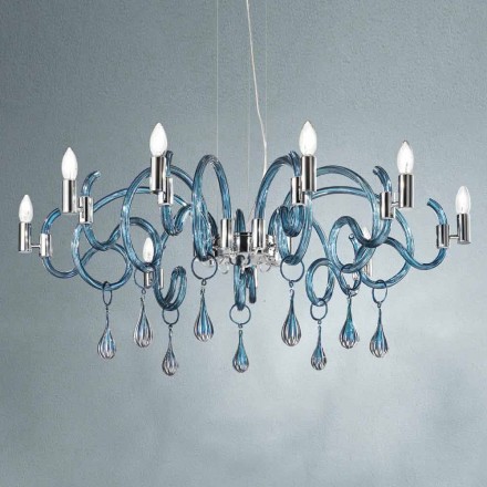 Lustre à 9 lumières fait main en verre vénitien fabriqué en Italie - Bernadette Viadurini