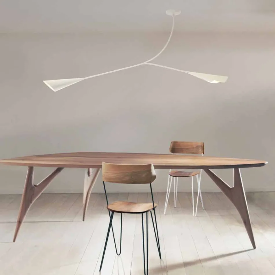 Lustre en acier peint blanc fait à la main Made in Italy - Elica Viadurini