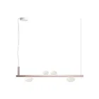 Lustre en aluminium avec lumière en verre soufflé blanc - Alma Viadurini