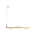 Lustre en aluminium avec lumière en verre soufflé blanc - Alma Viadurini