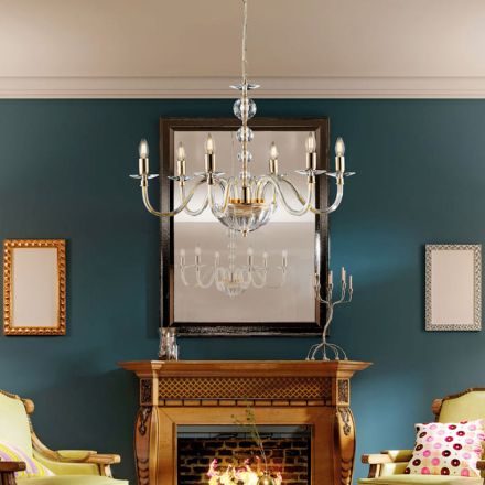 Lustre en verre et strass fabriqué en Italie pour la décoration intérieure - Madrid Viadurini