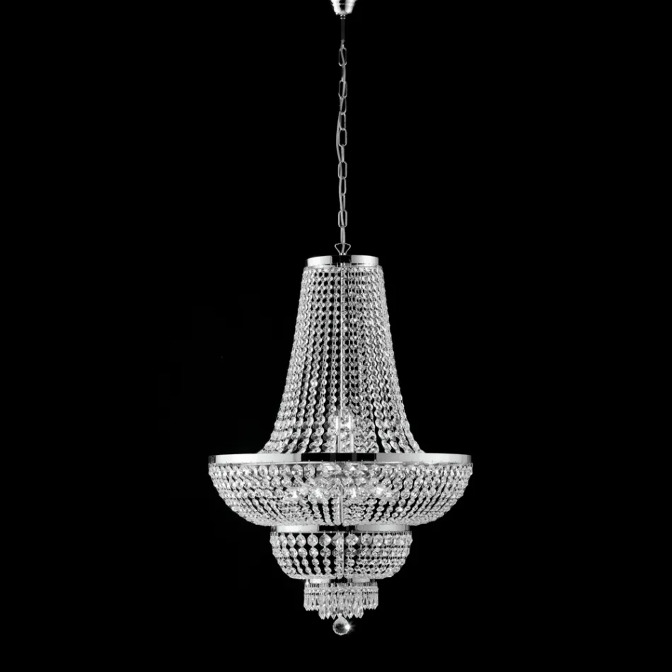 Lustre en fer et or orné de strass, fabriqué en Italie, pour la décoration intérieure - Autriche Viadurini