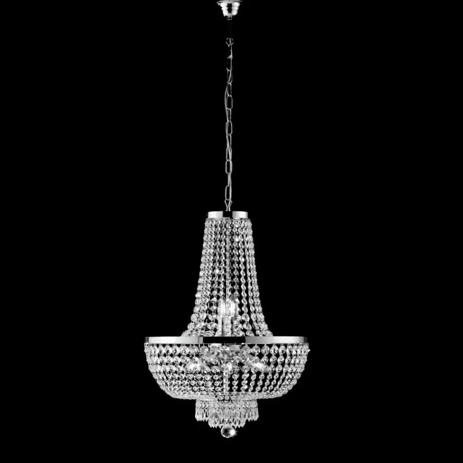 Lustre en fer et or orné de strass, fabriqué en Italie, pour la décoration intérieure - Autriche Viadurini