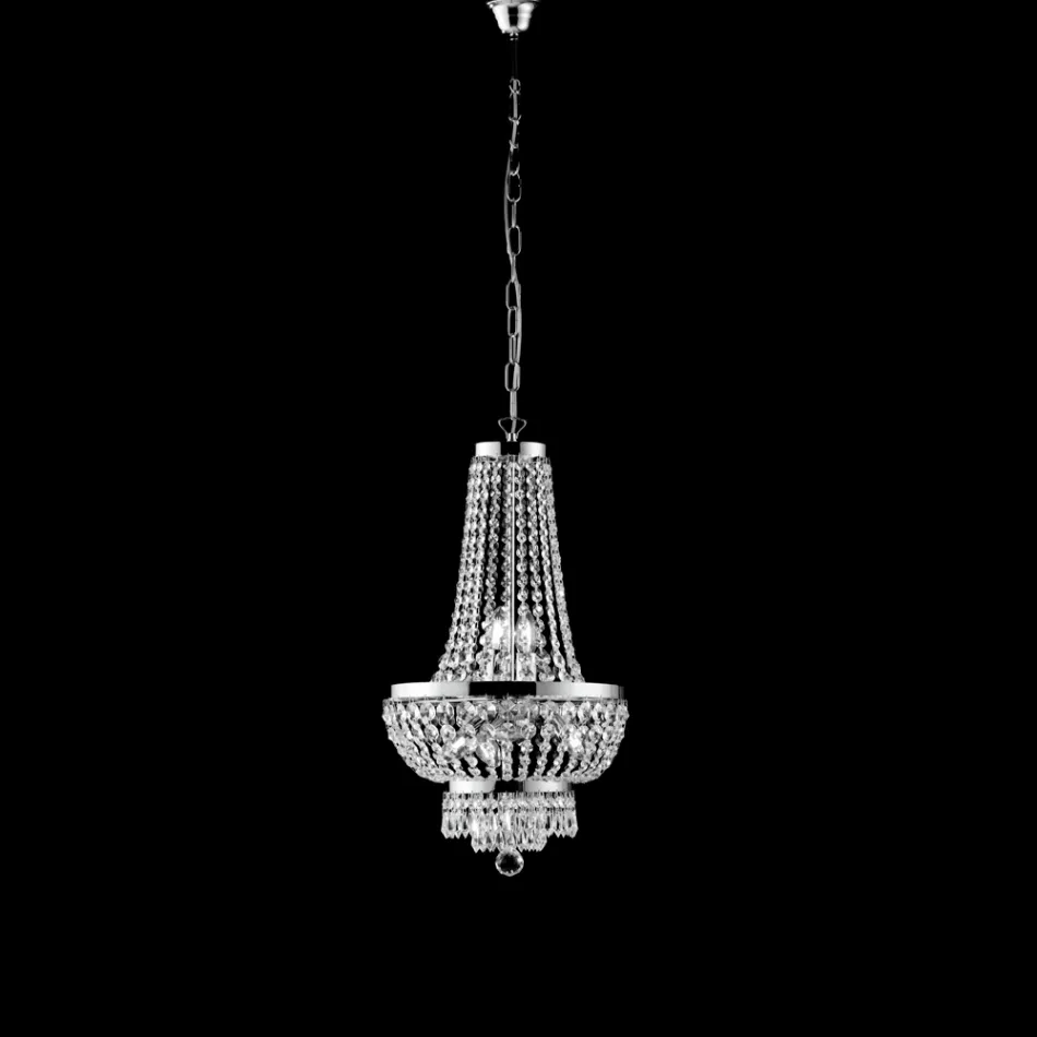 Lustre en fer et or orné de strass, fabriqué en Italie, pour la décoration intérieure - Autriche Viadurini