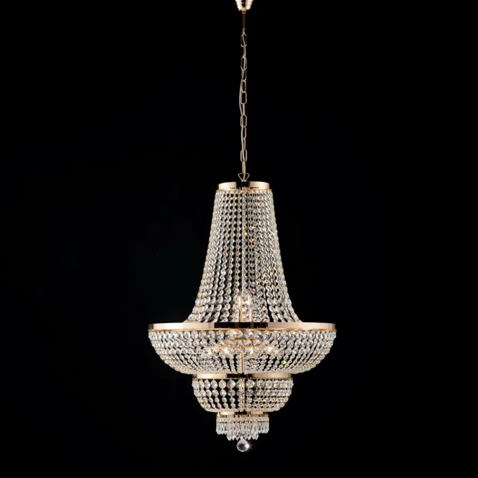 Lustre en fer et or orné de strass, fabriqué en Italie pour la décoration intérieure - Autriche Viadurini