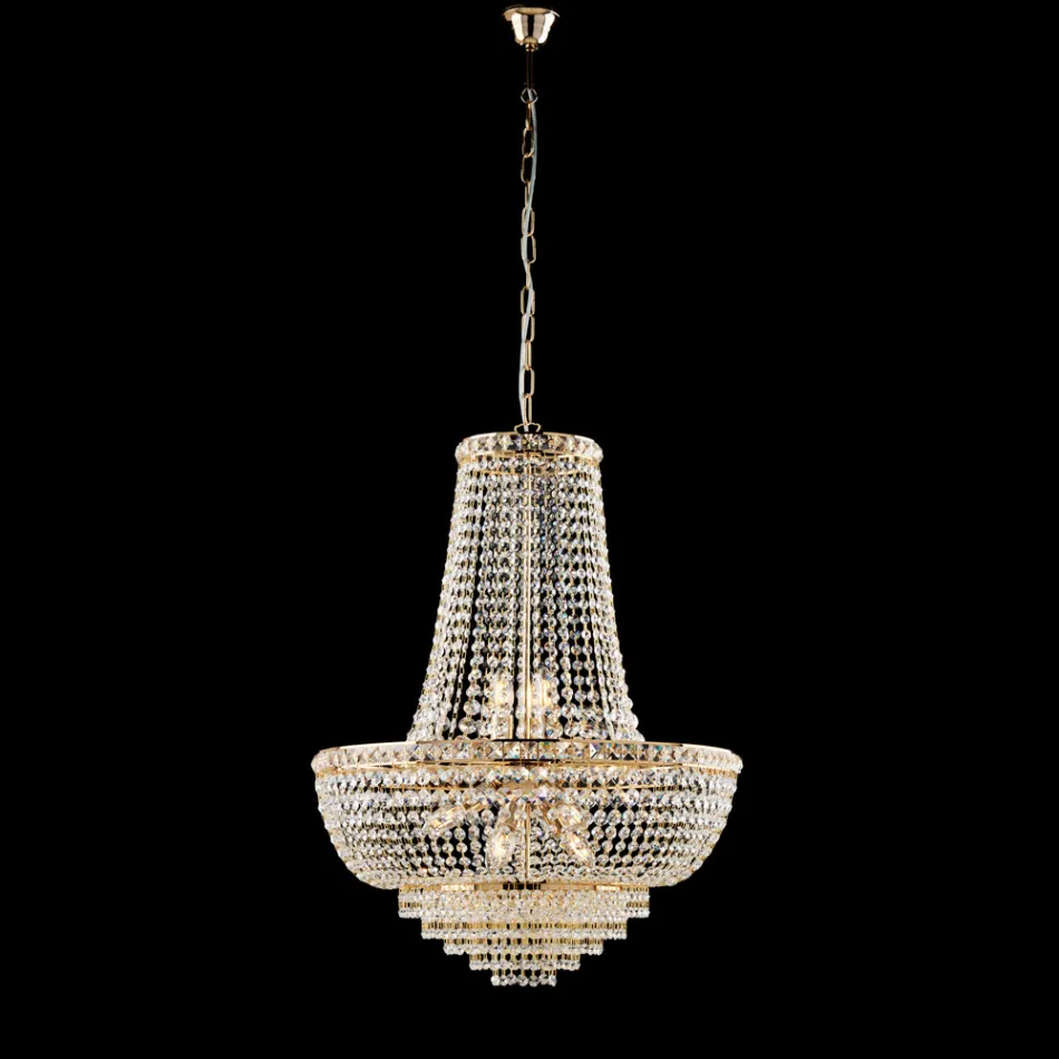 Lustre en fer et or orné de strass, fabriqué en Italie pour la décoration intérieure - Bavière Viadurini
