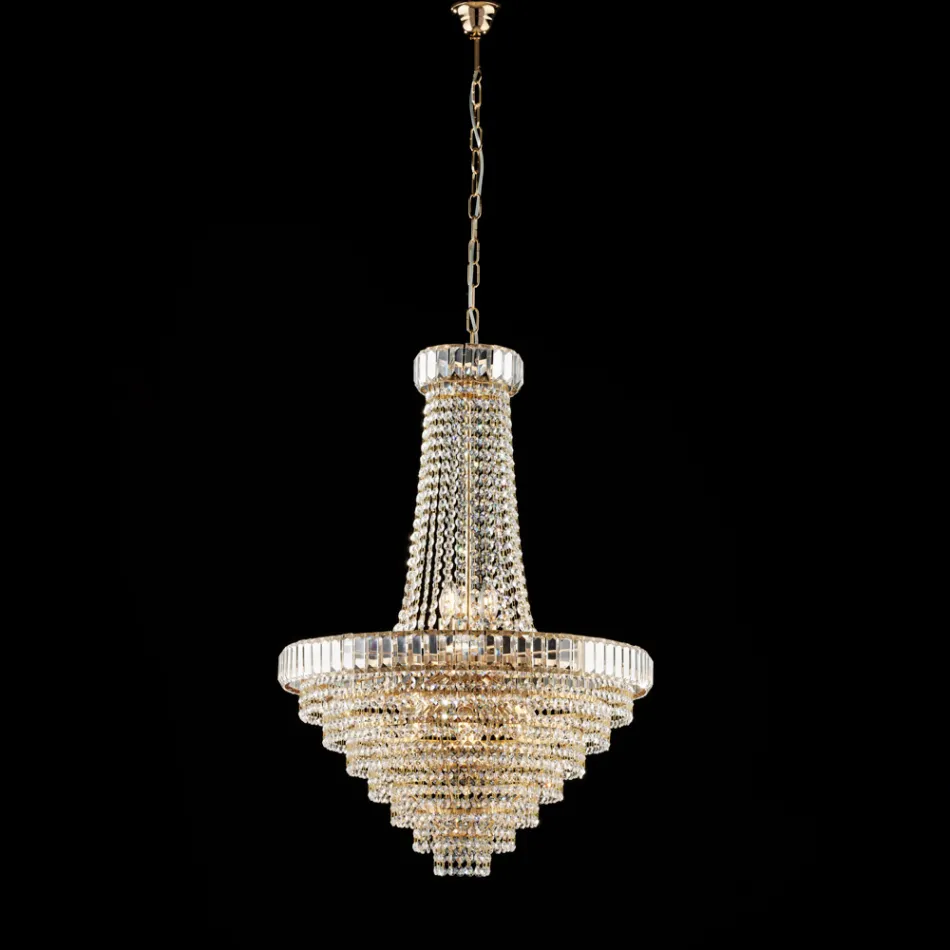 Lustre en fer et or orné de strass, fabriqué en Italie, pour la décoration intérieure - Kiev Viadurini