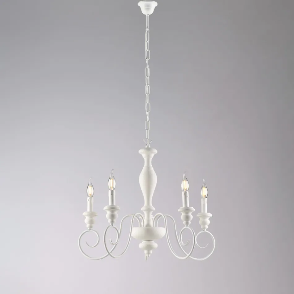 Lustre en bois et fer laqué de fabrication italienne pour la décoration intérieure - Toscane Viadurini